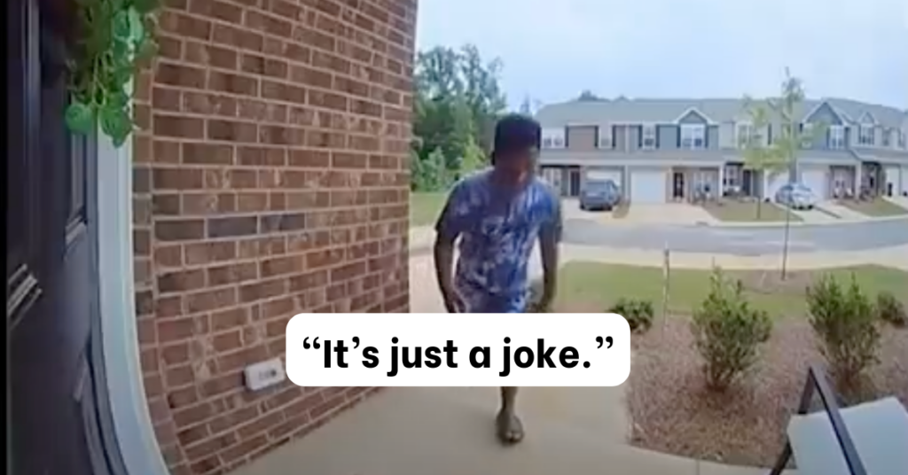 Kid’s Funny Reaction Caught Taking Package from Porch: The Classic “It’s Just a Joke” Line Clearly Busted